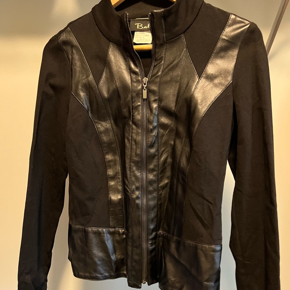 Faux Leather Panel Jacket